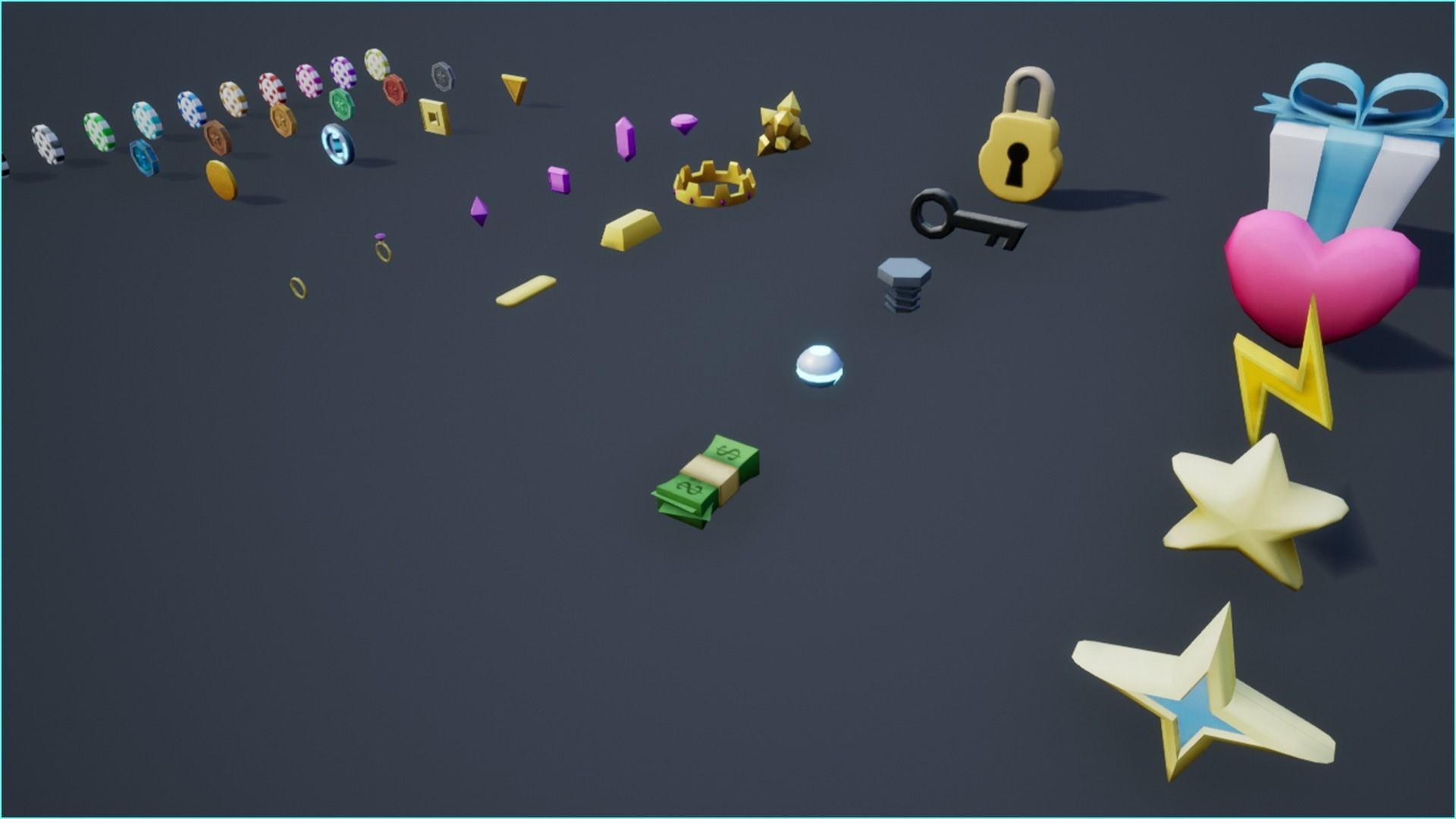 Game Currency Pack Low-poly 3D model_4