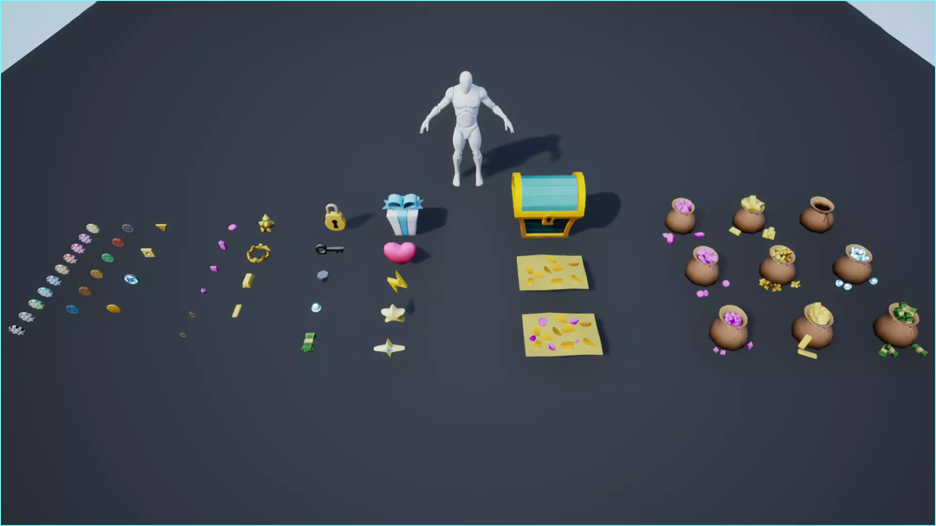 Game Currency Pack Low-poly 3D model_0