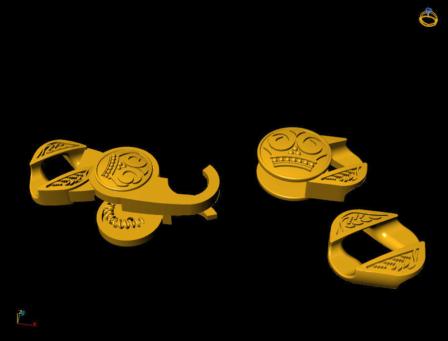 Oldschool skull bracelet 3D print model_8