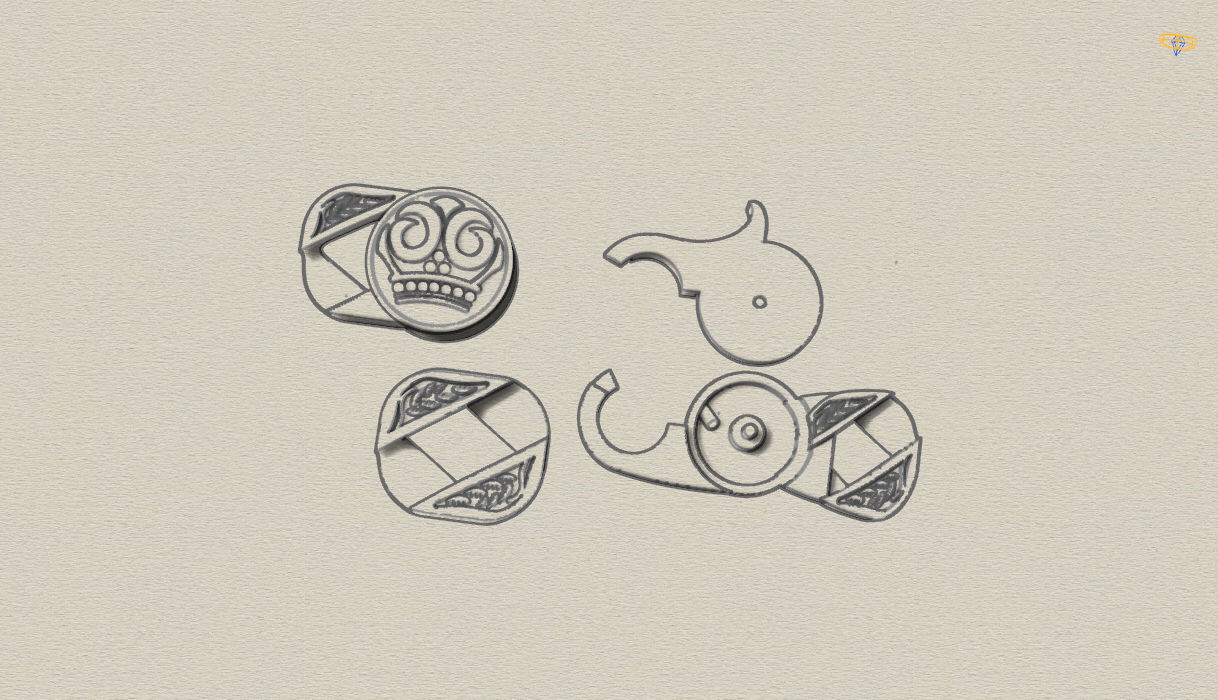 Oldschool skull bracelet 3D print model_6