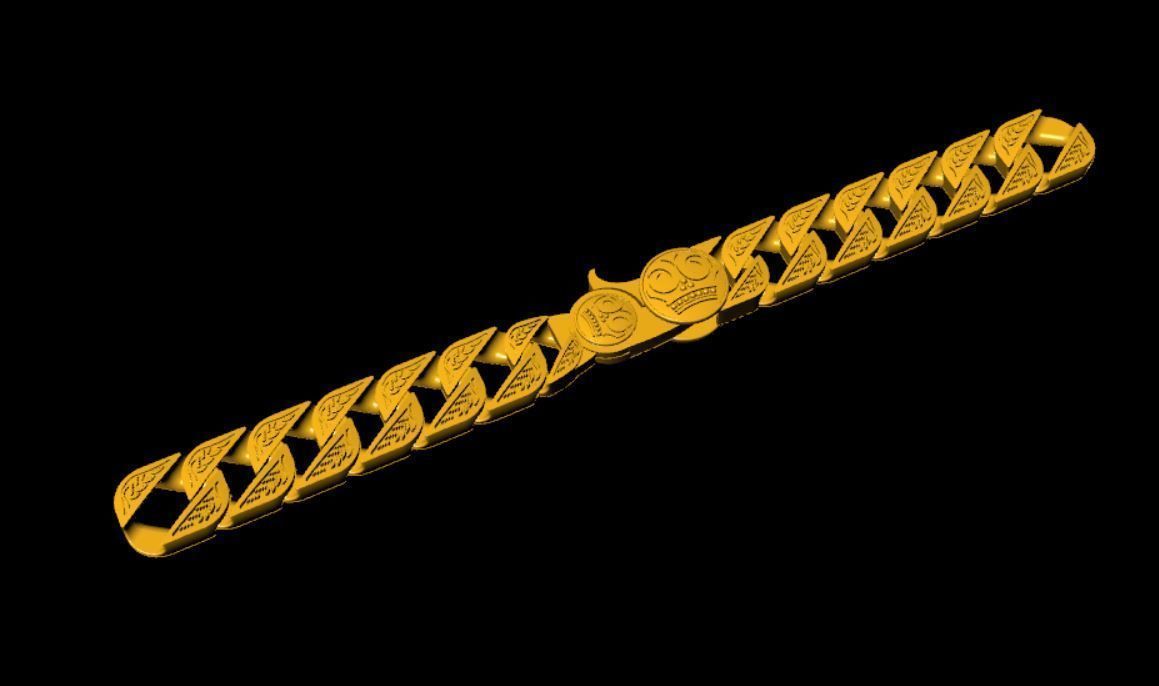 Oldschool skull bracelet 3D print model_13