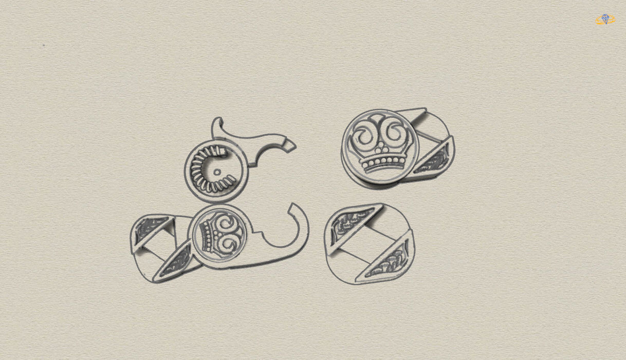 Oldschool skull bracelet 3D print model_5