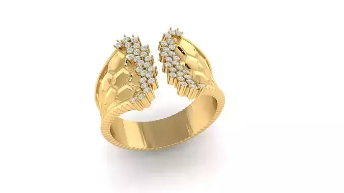 Nice texture cuff flower ring