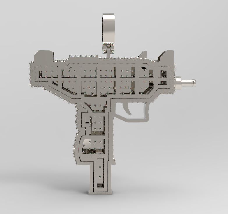 Mini uzi gun pendant 3D print model_6