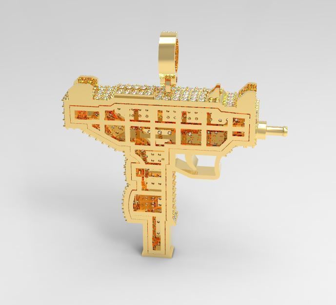 Mini uzi gun pendant 3D print model_3