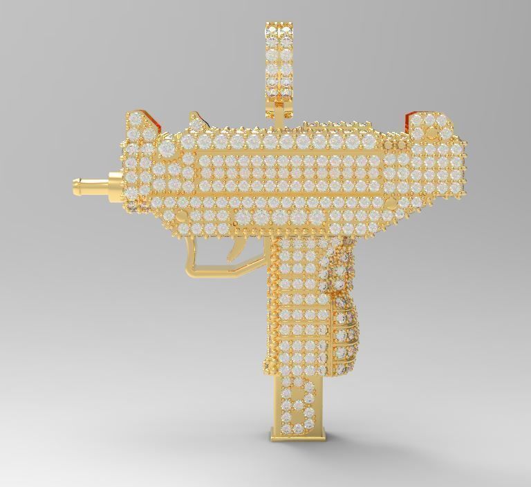 Mini uzi gun pendant 3D print model_1