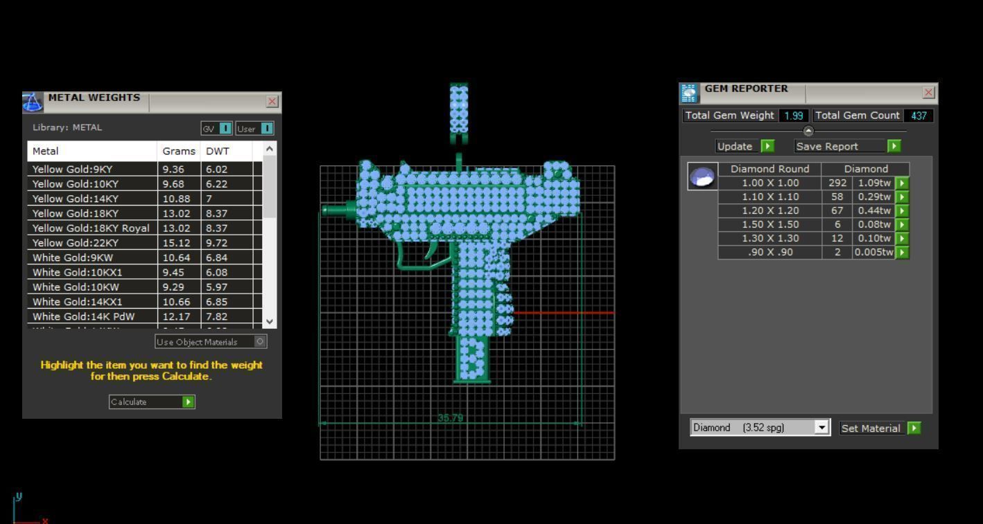 Mini uzi gun pendant 3D print model_7