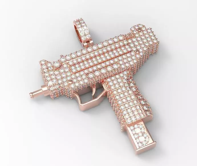 Mini uzi gun pendant 3D print model_0