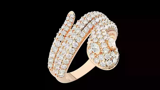 Snake Diamond Ring 3dm stl renders details