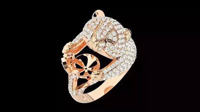 Panda Ring Diamond Ring 3dm stl renders details