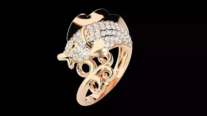 Fish Diamond Ring 3dm stl renders details  3D print model