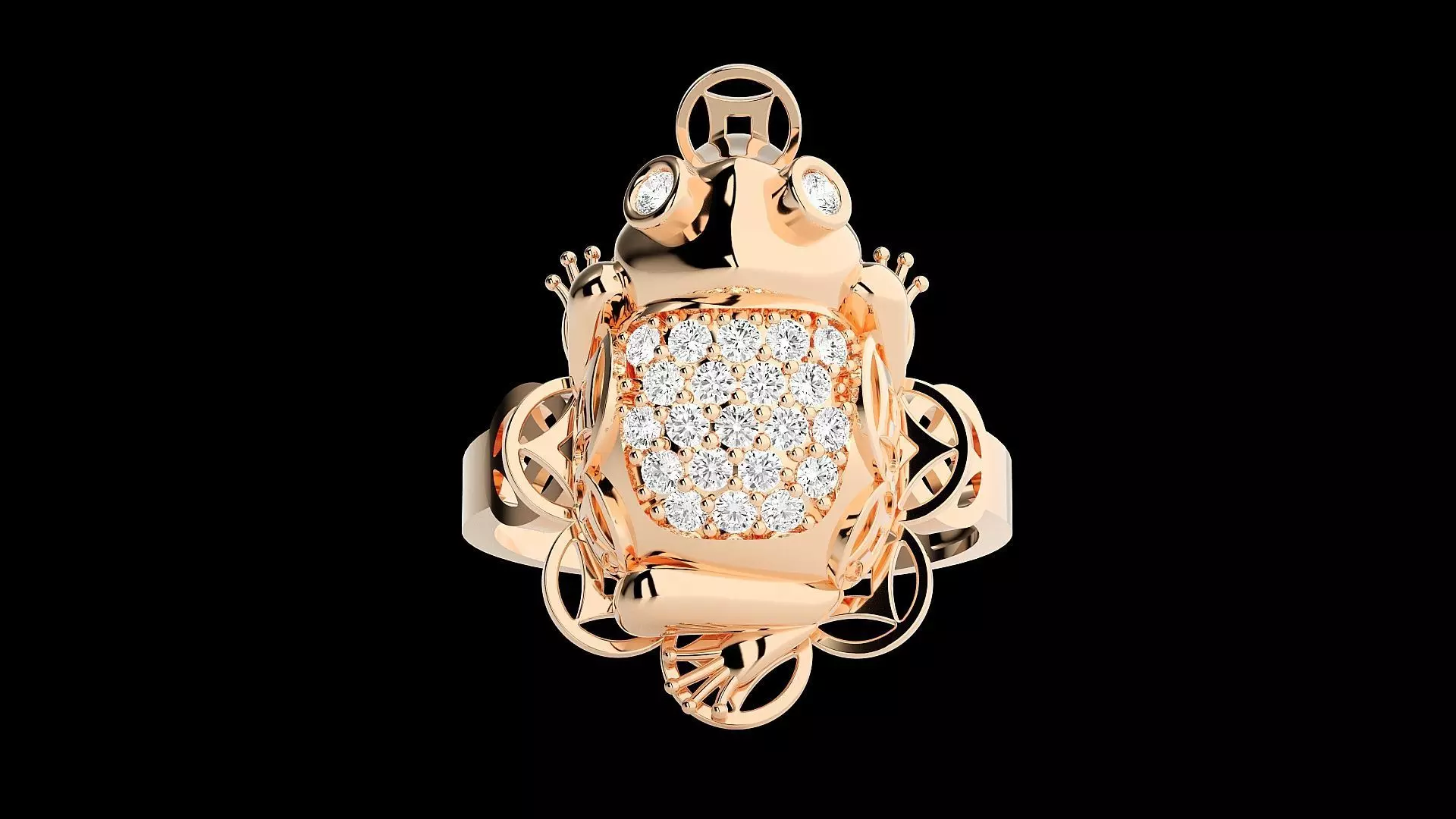 Frog Diamond Ring 3dm stl renders details 3D print model