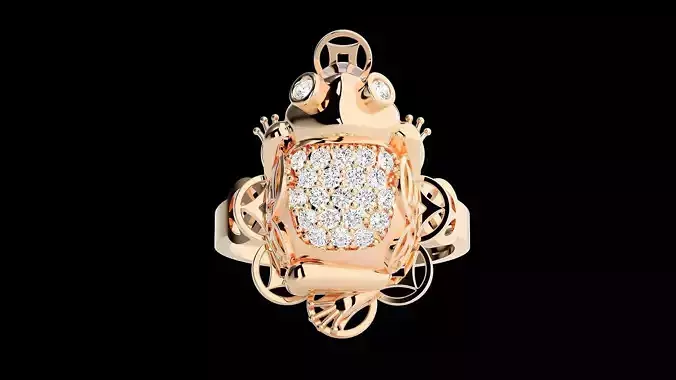 Frog Diamond Ring 3dm stl renders details