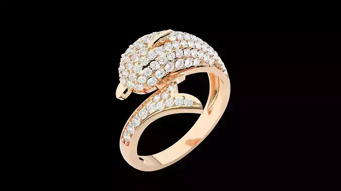 Dolphin Diamond Ring 3dm stl renders details 3D print model