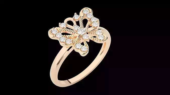 Butterfly Diamond Ring 3dm stl renders details 3D print model