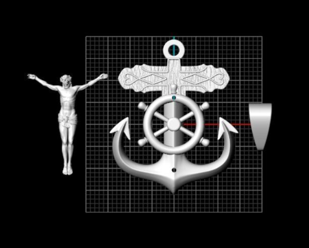 Jesus anchor cross pendant 3D print model_6