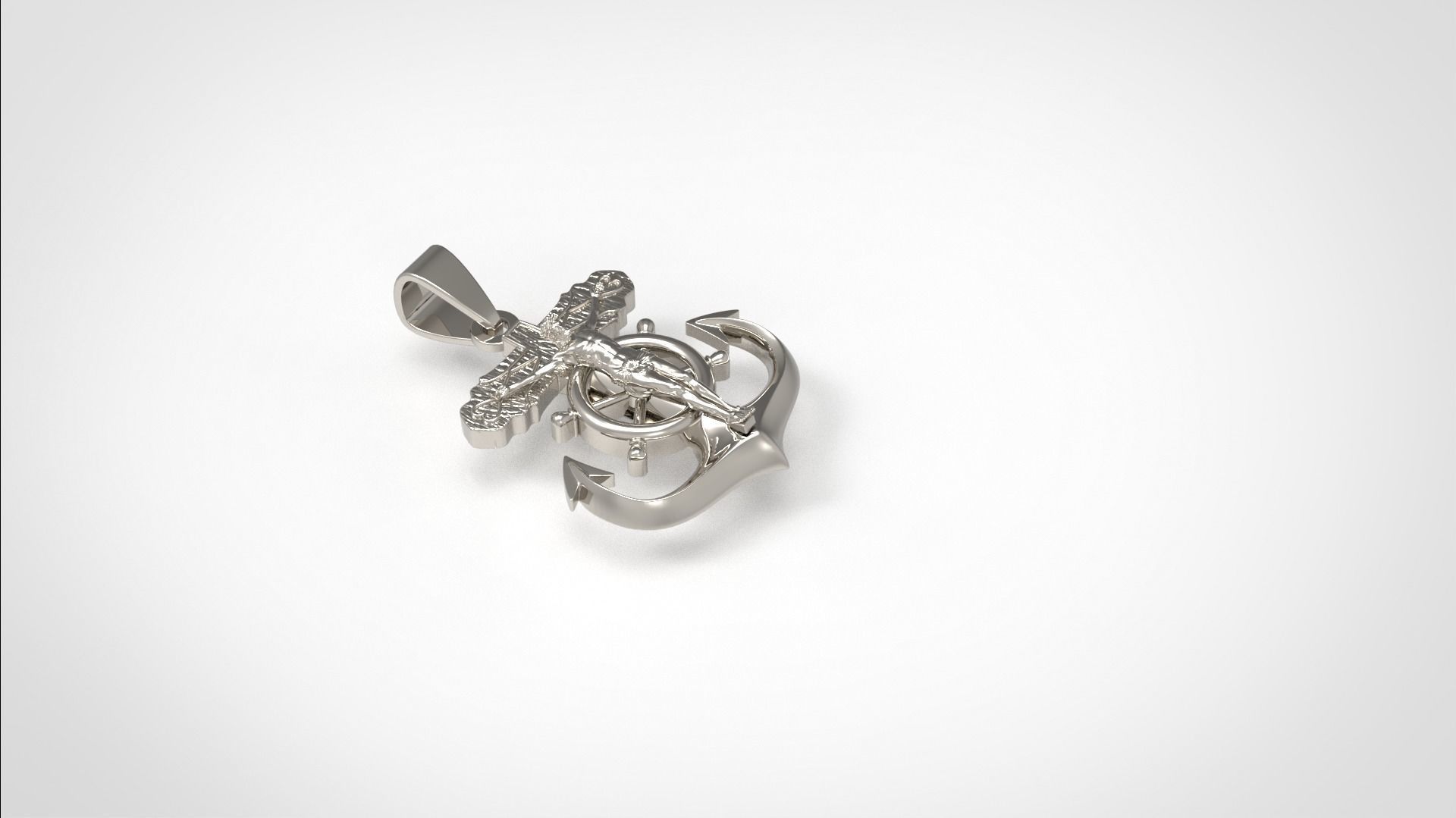 Jesus anchor cross pendant 3D print model_4