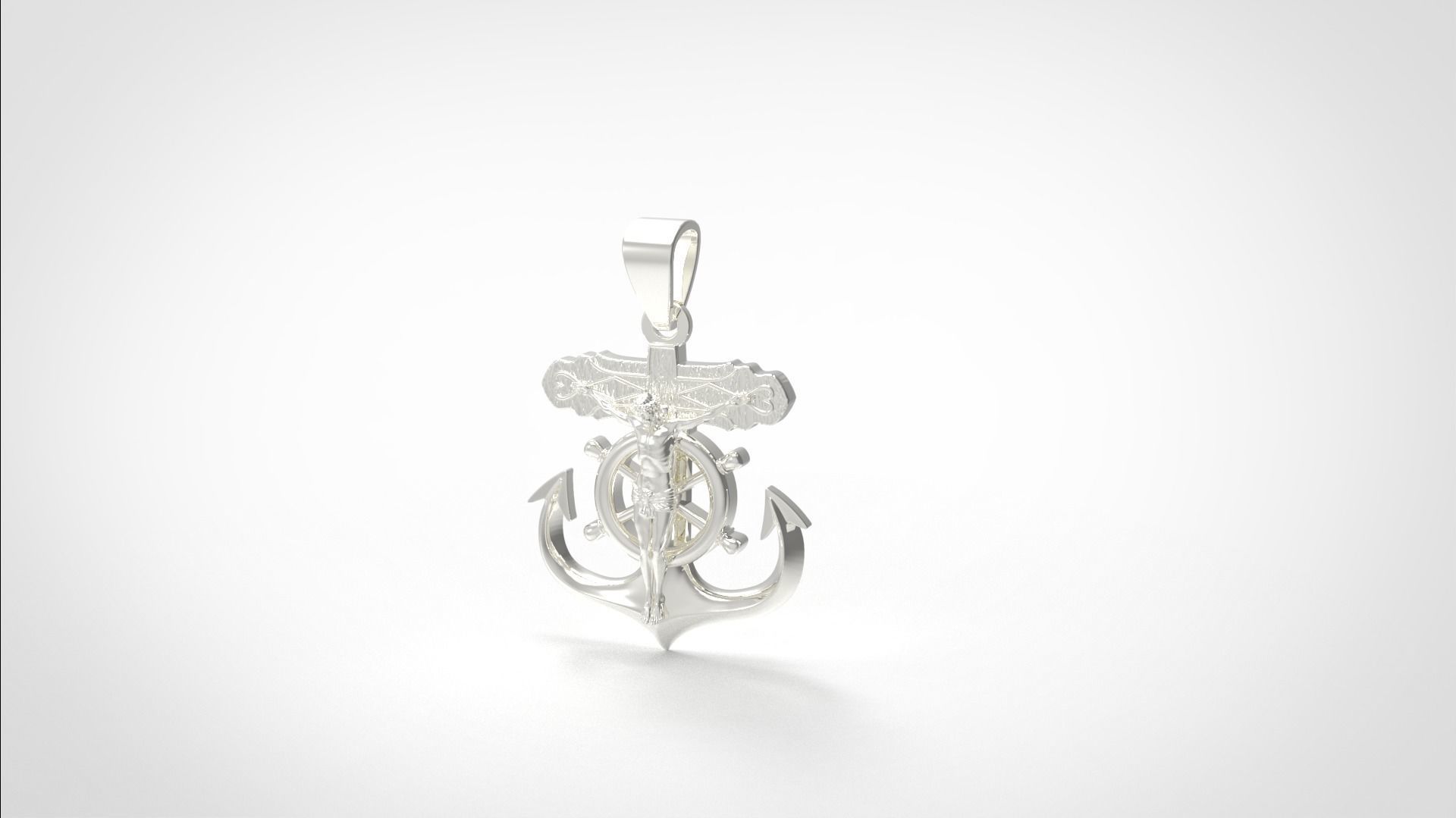 Jesus anchor cross pendant 3D print model_8