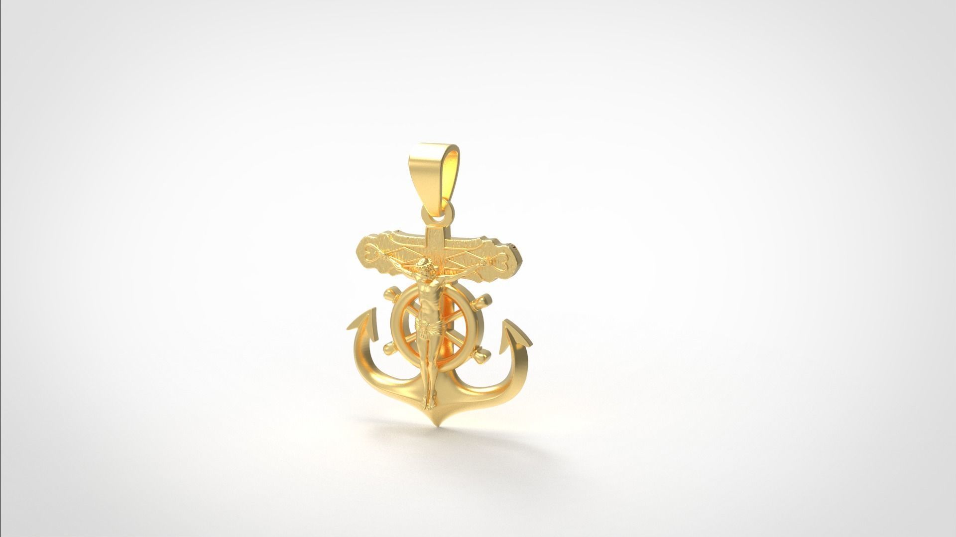 Jesus anchor cross pendant 3D print model_1