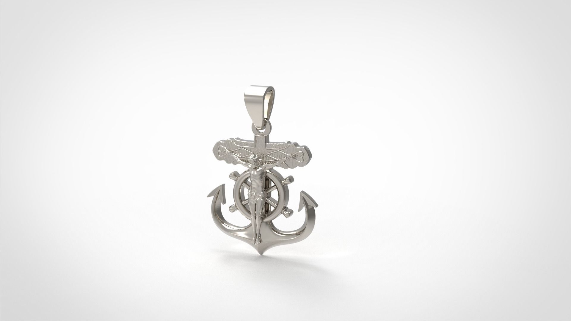 Jesus anchor cross pendant 3D print model_11