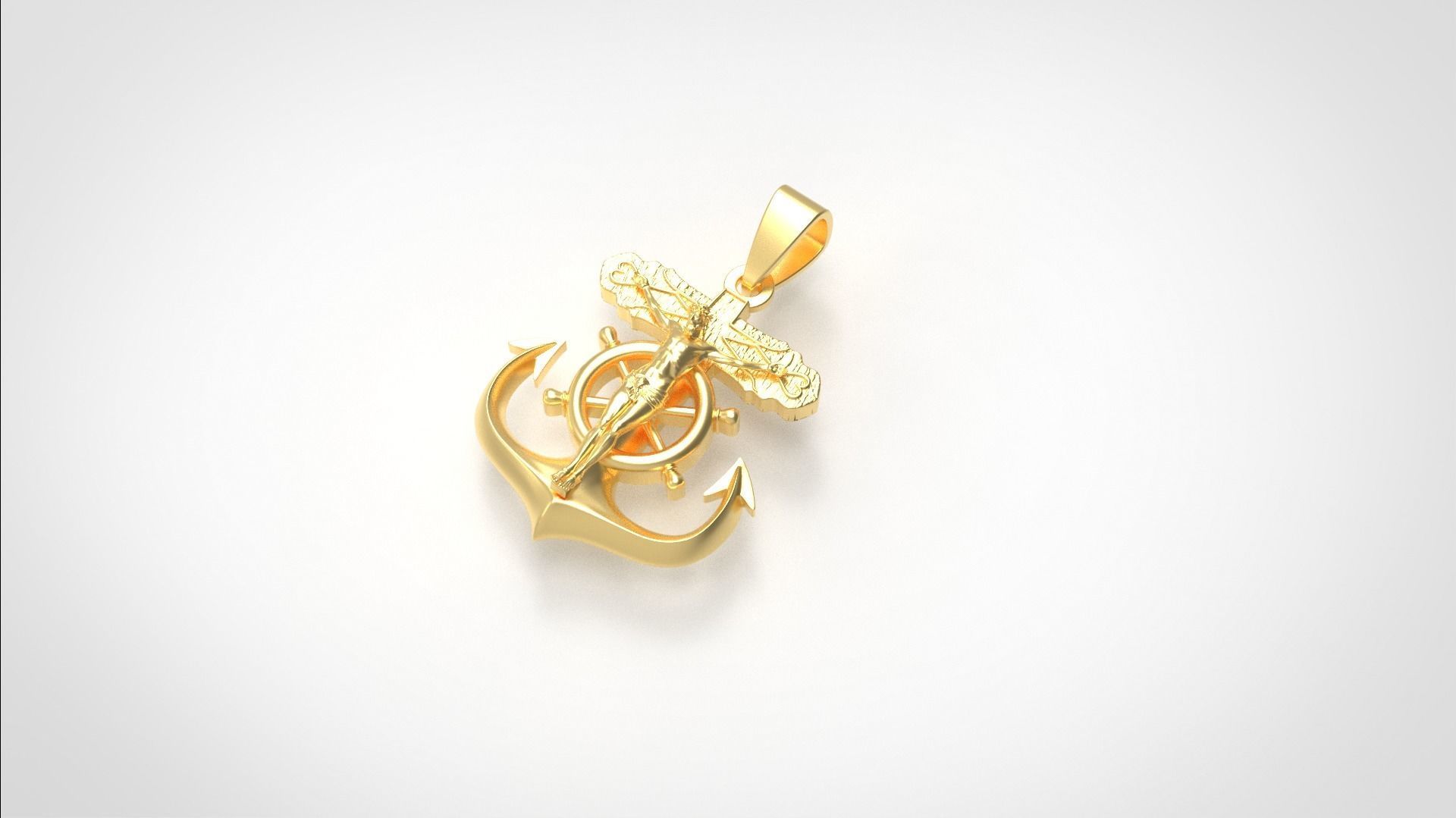 Jesus anchor cross pendant 3D print model_12
