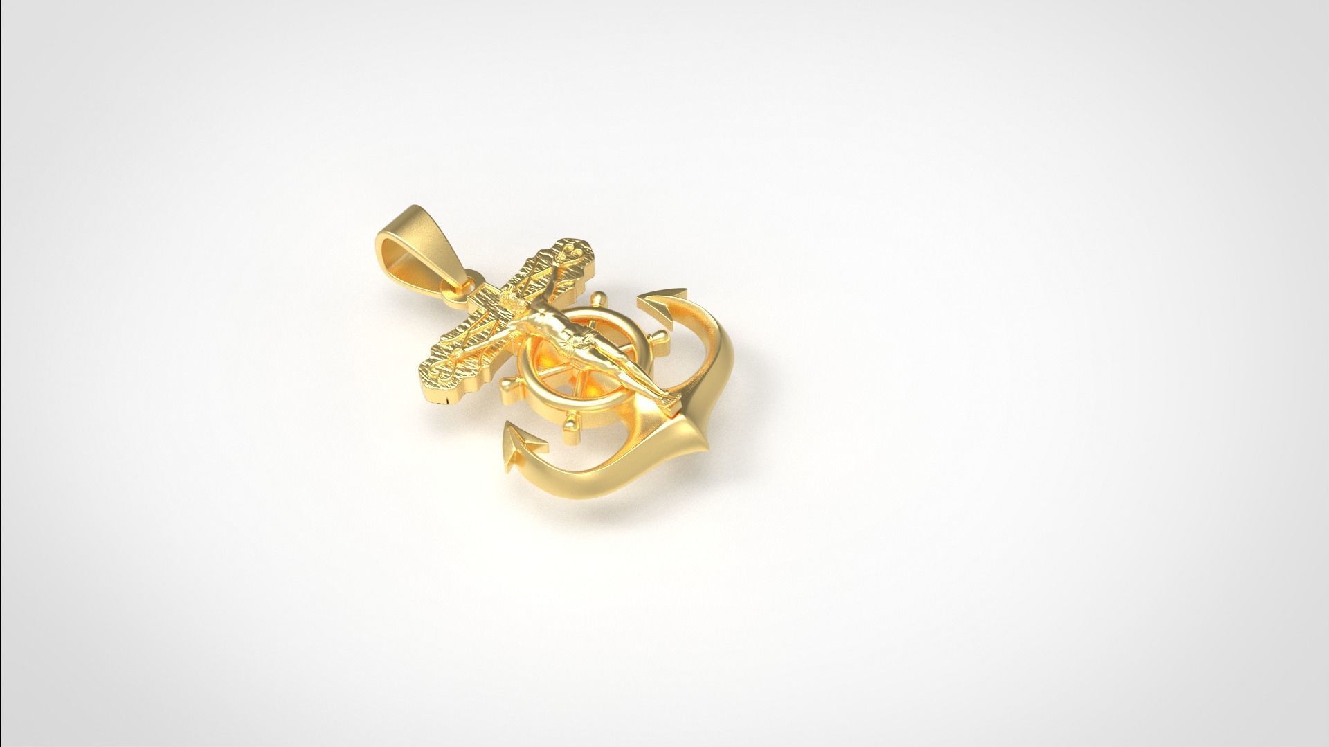 Jesus anchor cross pendant 3D print model_9