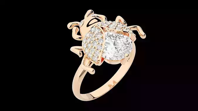 Beetle Diamond Ring 3dm stl renders details 3D print model