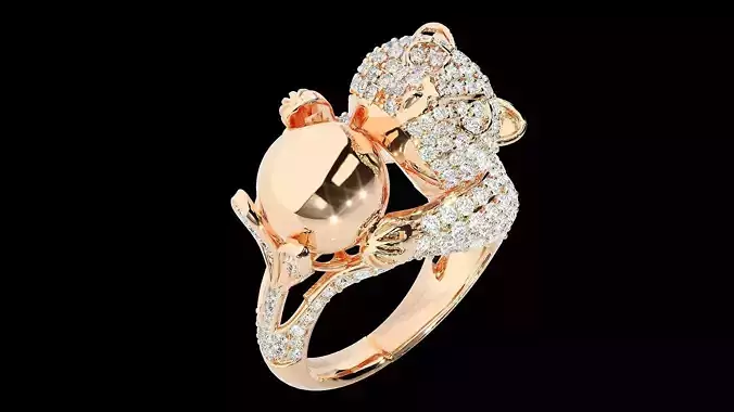  Baby Panda Diamond Ring 3dm stl renders details 3D print model