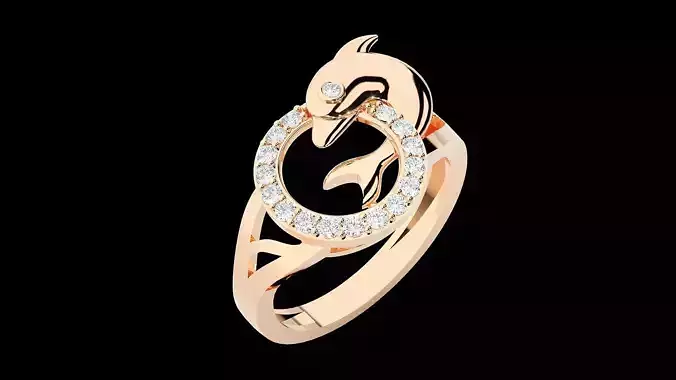 Dolphin Diamond Ring 3dm stl renders details  3D print model