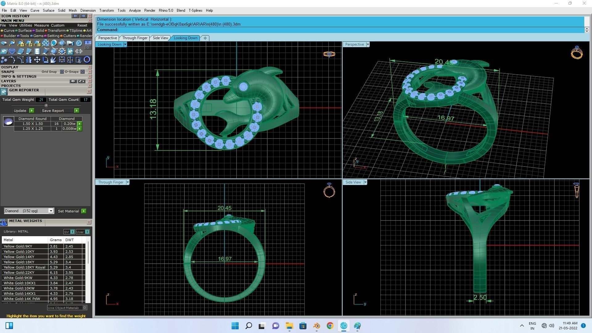 Dolphin Diamond Ring 3dm stl renders details  3D print model_12