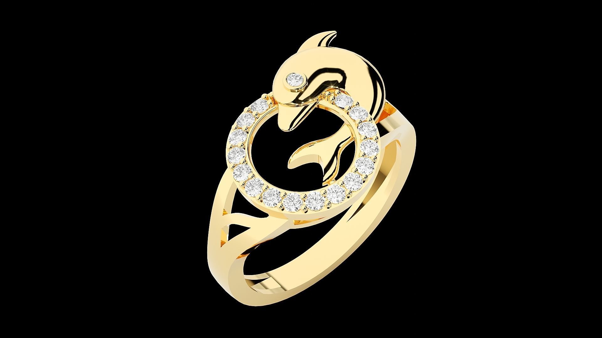 Dolphin Diamond Ring 3dm stl renders details  3D print model_11