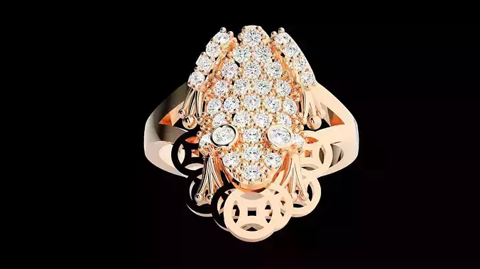 Frog Diamond Ring 3dm stl renders details