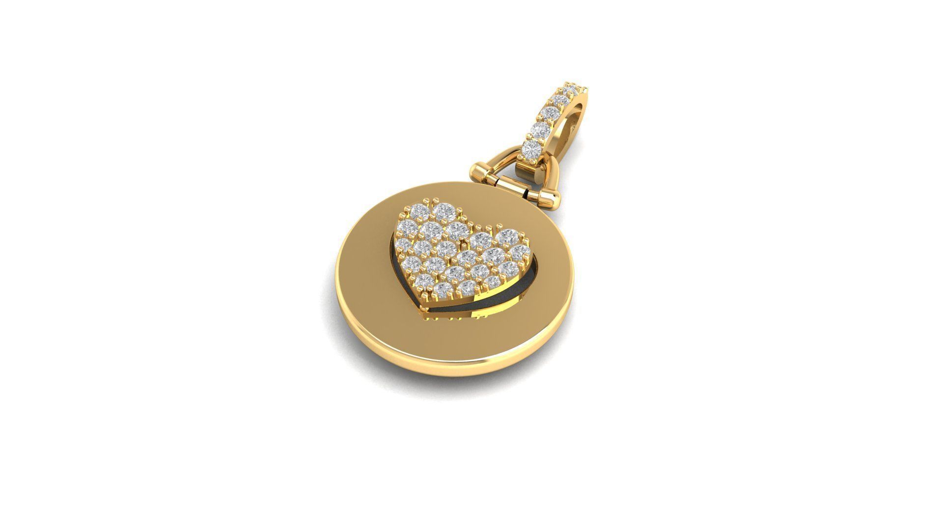 Heart locket diamond pendant 3D print model_2