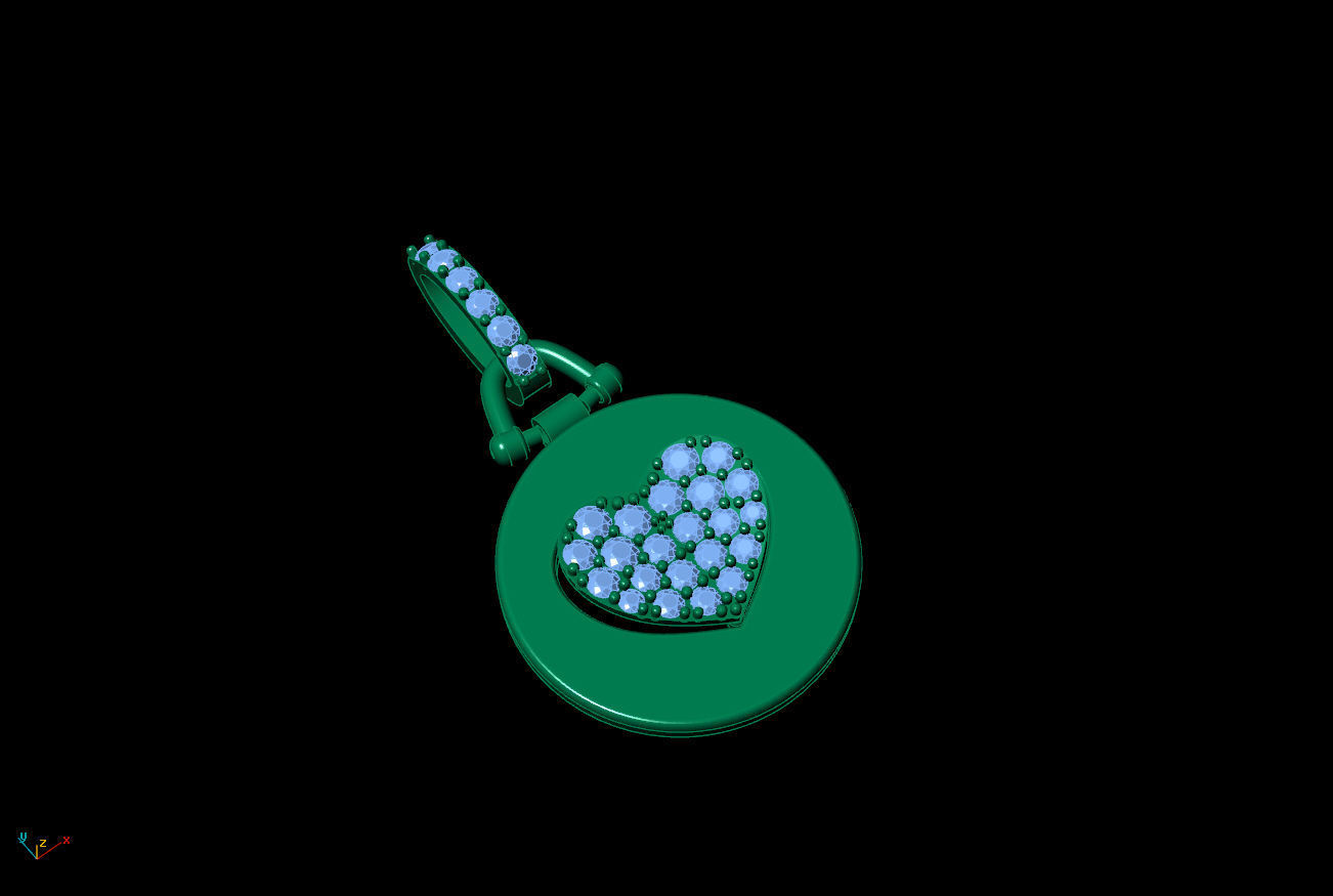 Heart locket diamond pendant 3D print model_3