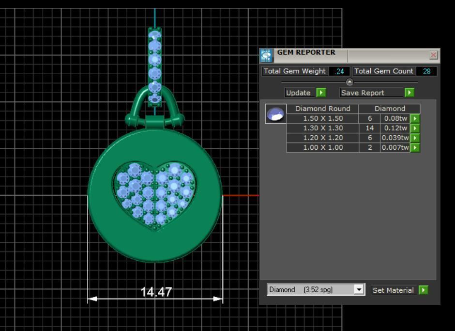 Heart locket diamond pendant 3D print model_6