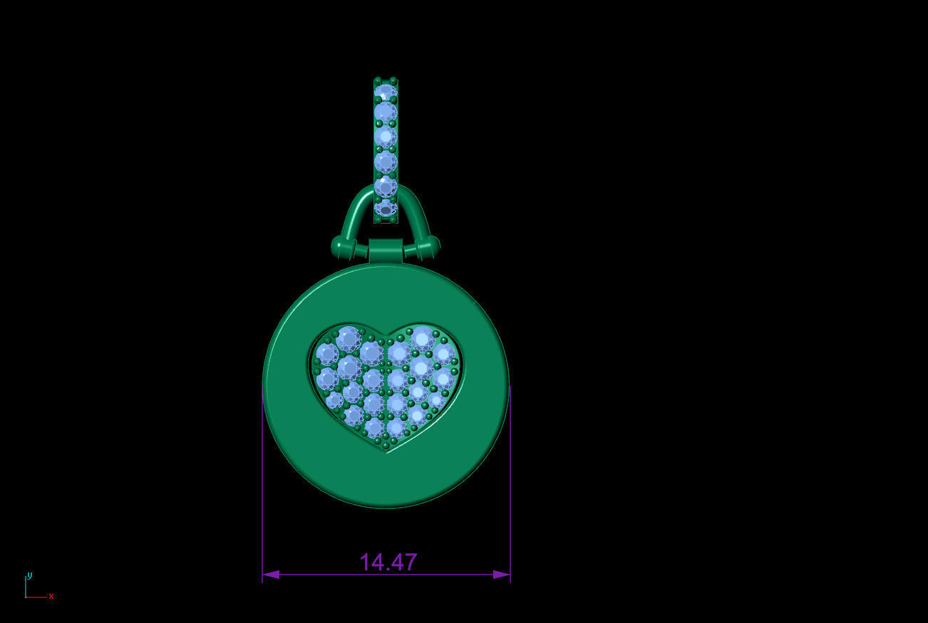 Heart locket diamond pendant 3D print model_4