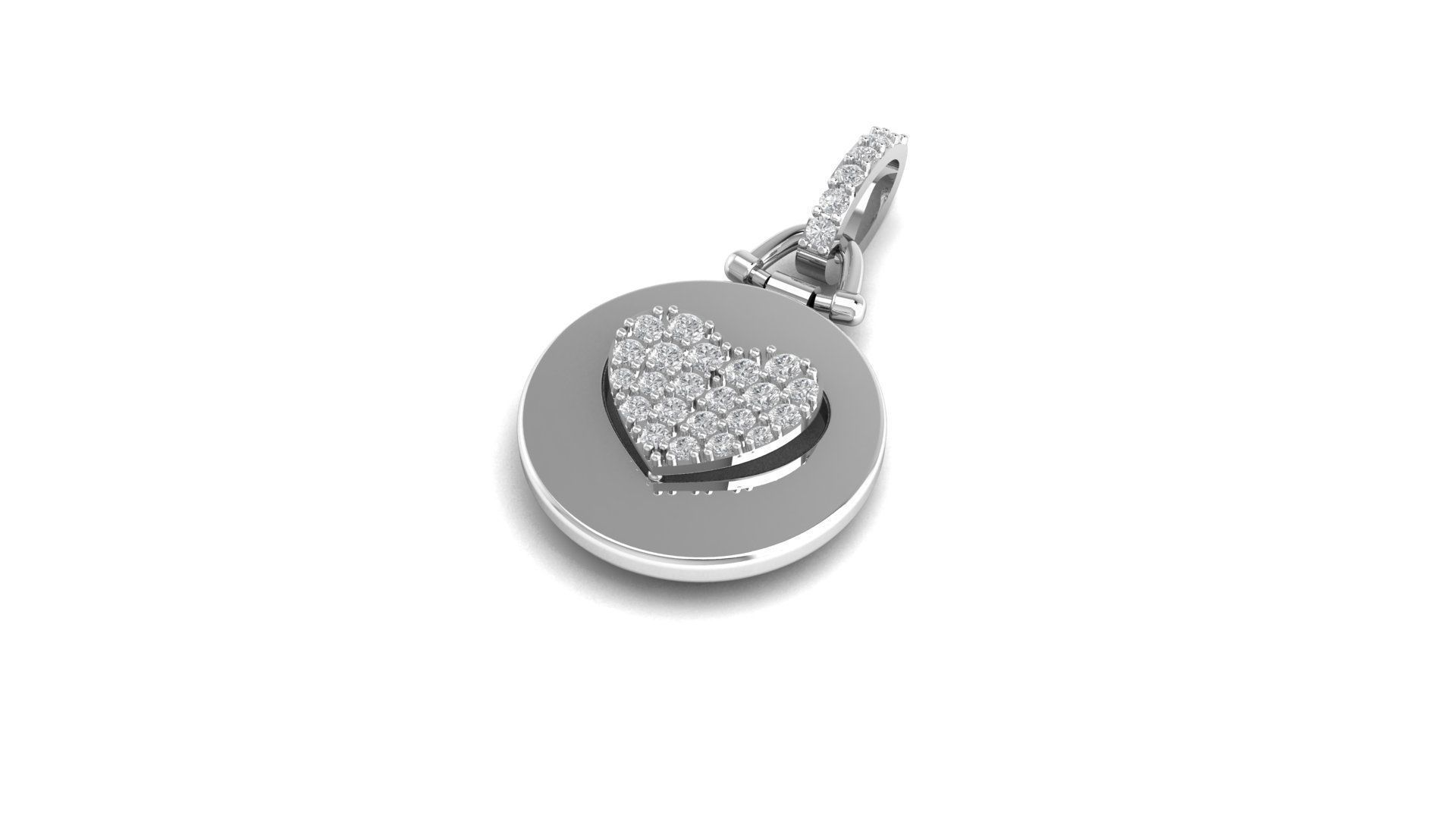 Heart locket diamond pendant 3D print model_1