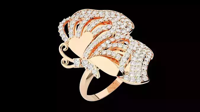 Butterfly Diamond Ring 3dm stl renders details 3D print model