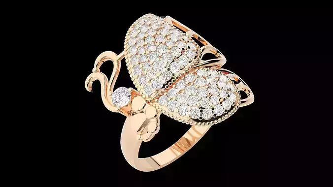 Butterfly Diamond Ring 3dm stl renders details 3D print model