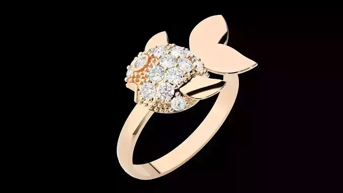 Fish Diamond Ring 3dm stl renders details 3D print model