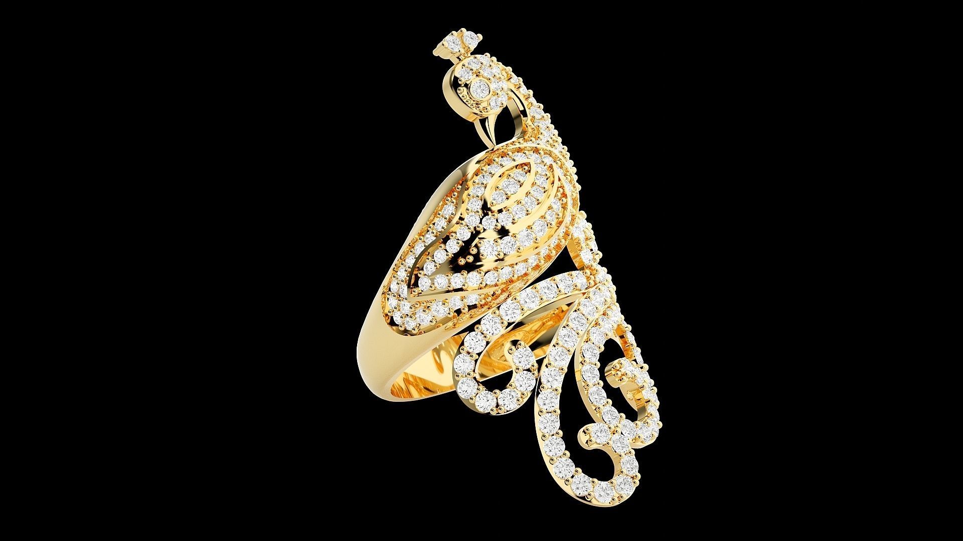 Peacock Diamond Ring 3dm stl renders details  3D print model_9