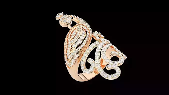 Peacock Diamond Ring 3dm stl renders details 