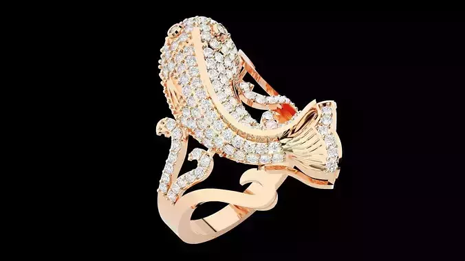 Dolphin Diamond Ring 3dm stl renders details  3D print model