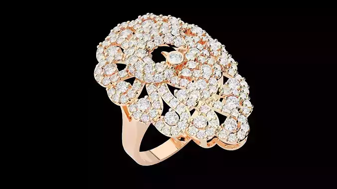 Peacock Diamond Ring 3dm stl renders details 