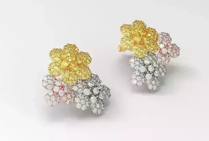 3 tones flower earrings nice design