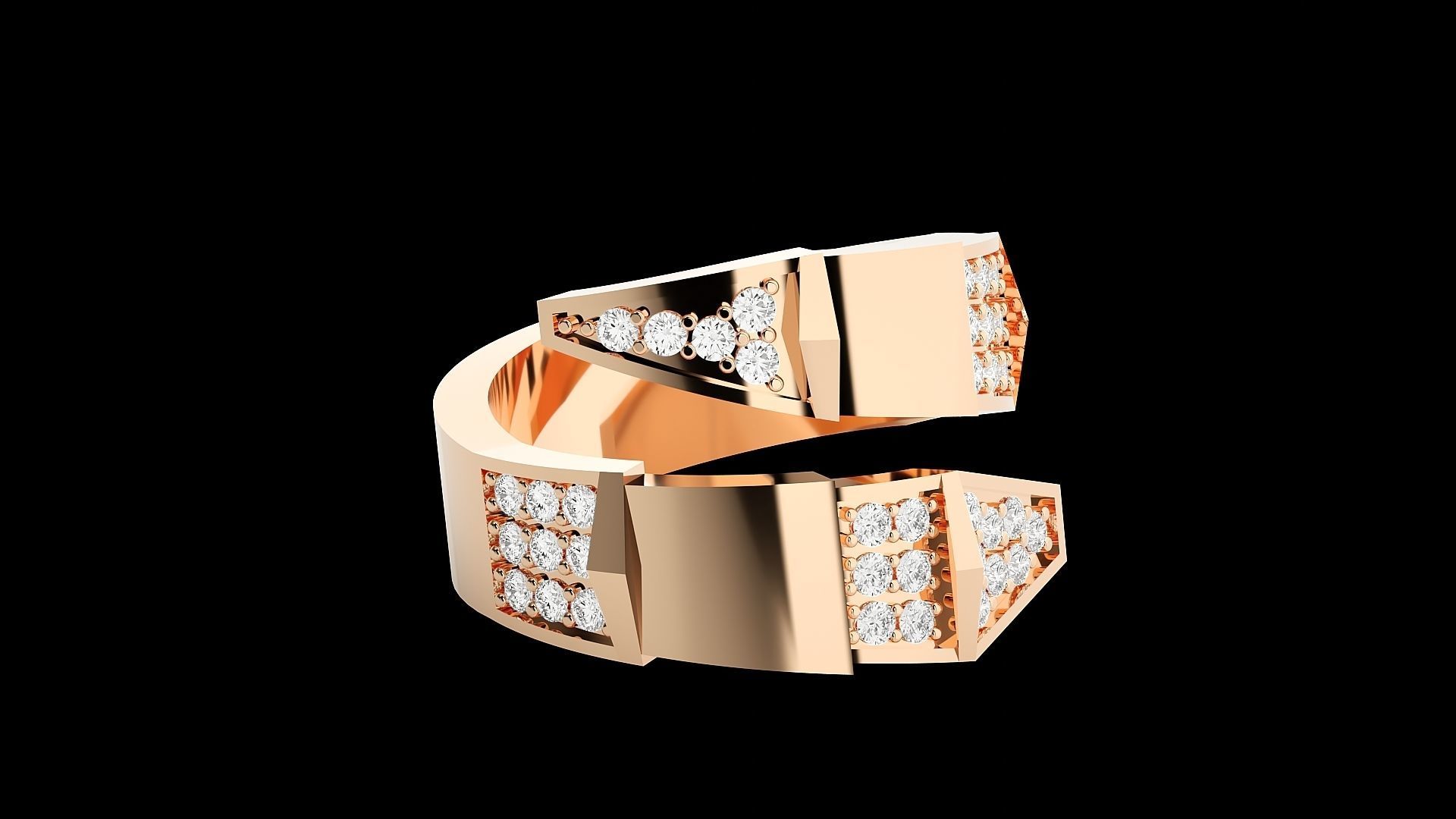 Snake Diamond Ring 3dm stl renders details  3D print model_5