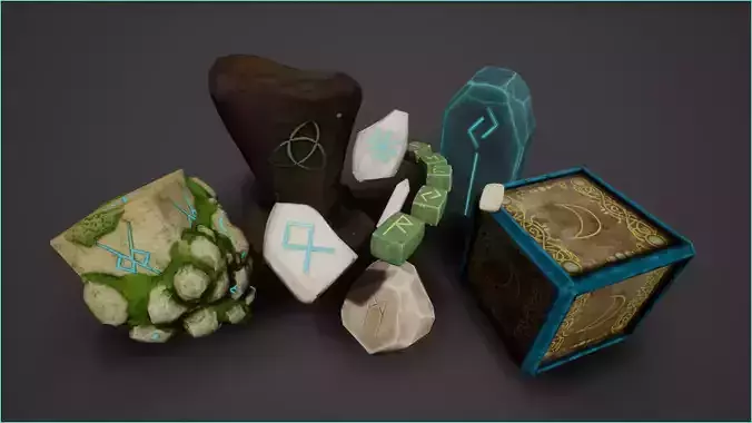Runestone Pack Low-poly 3D model