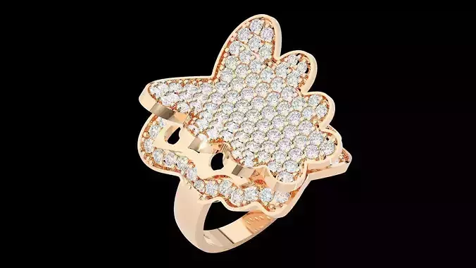 Flying Butterfly Diamond Ring 3dm stl renders details  3D print model