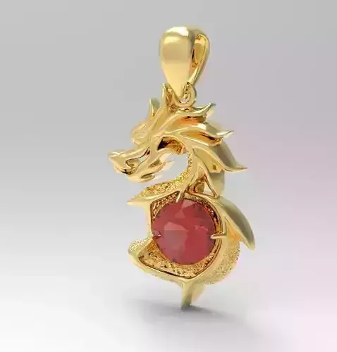 Dragon with stone pendant