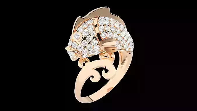 Fish Diamond Ring 3dm stl renders details 3D print model